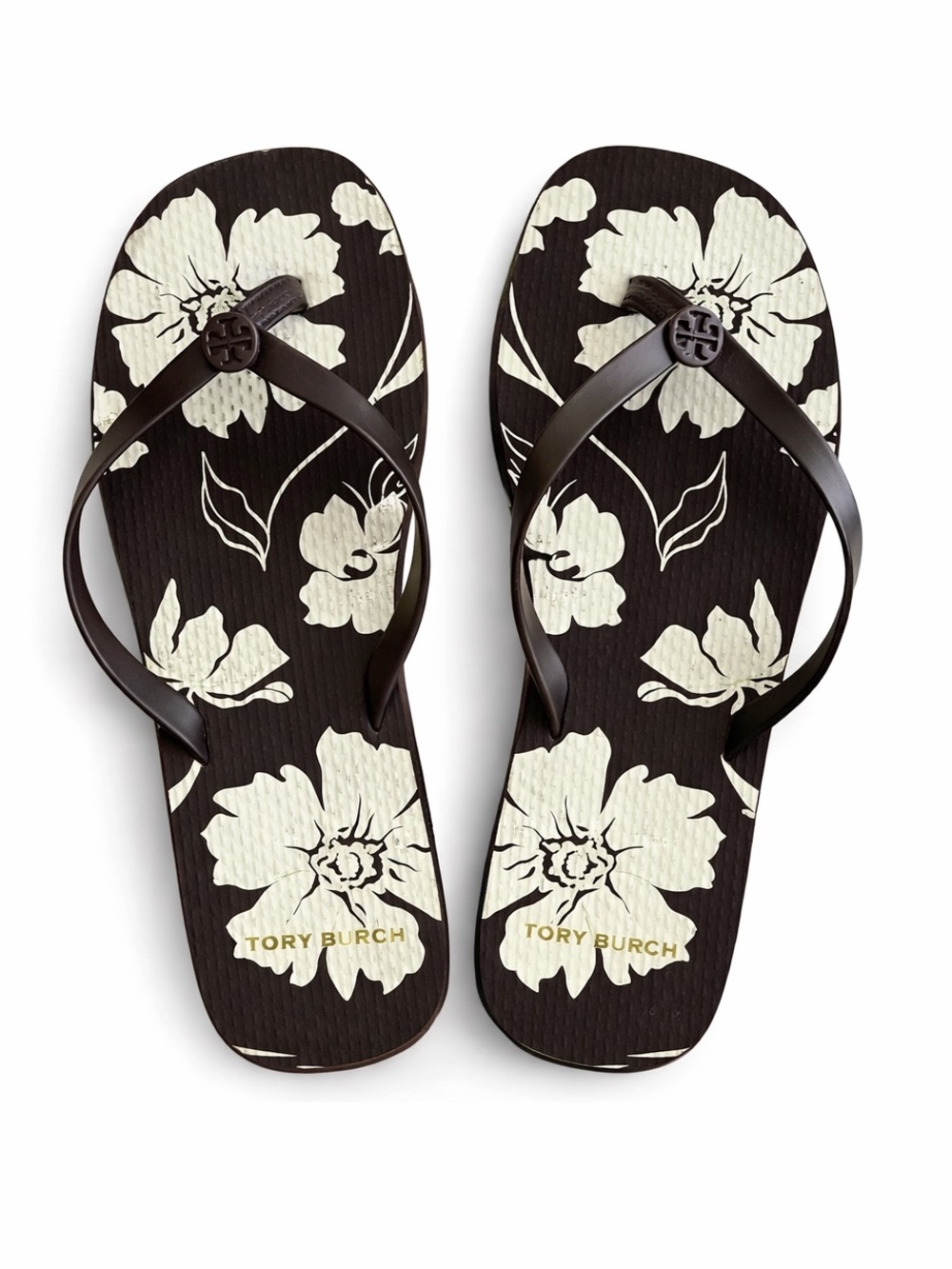 Tory Burch Mocha Falls Floral Flip Flops NWT